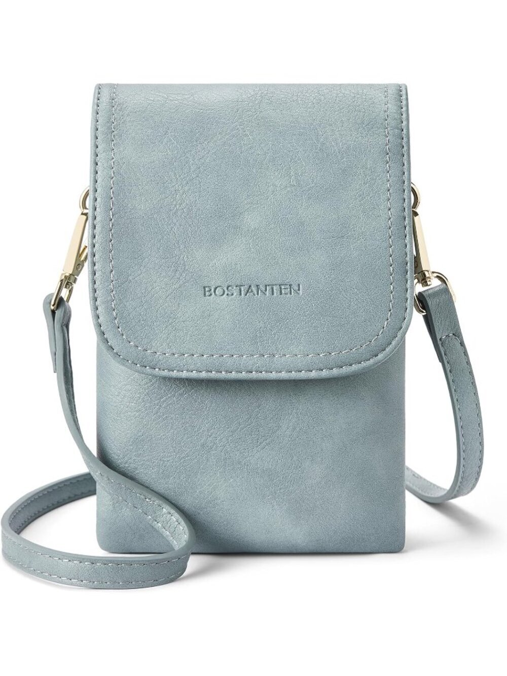 BOSTANTEN Women's Bag Blue Vegan Leather Crossbody Cell Phone Bag Wallet Purses